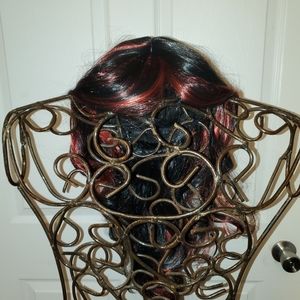 BRAND NEW NEVER WORN!  Black and red wig.